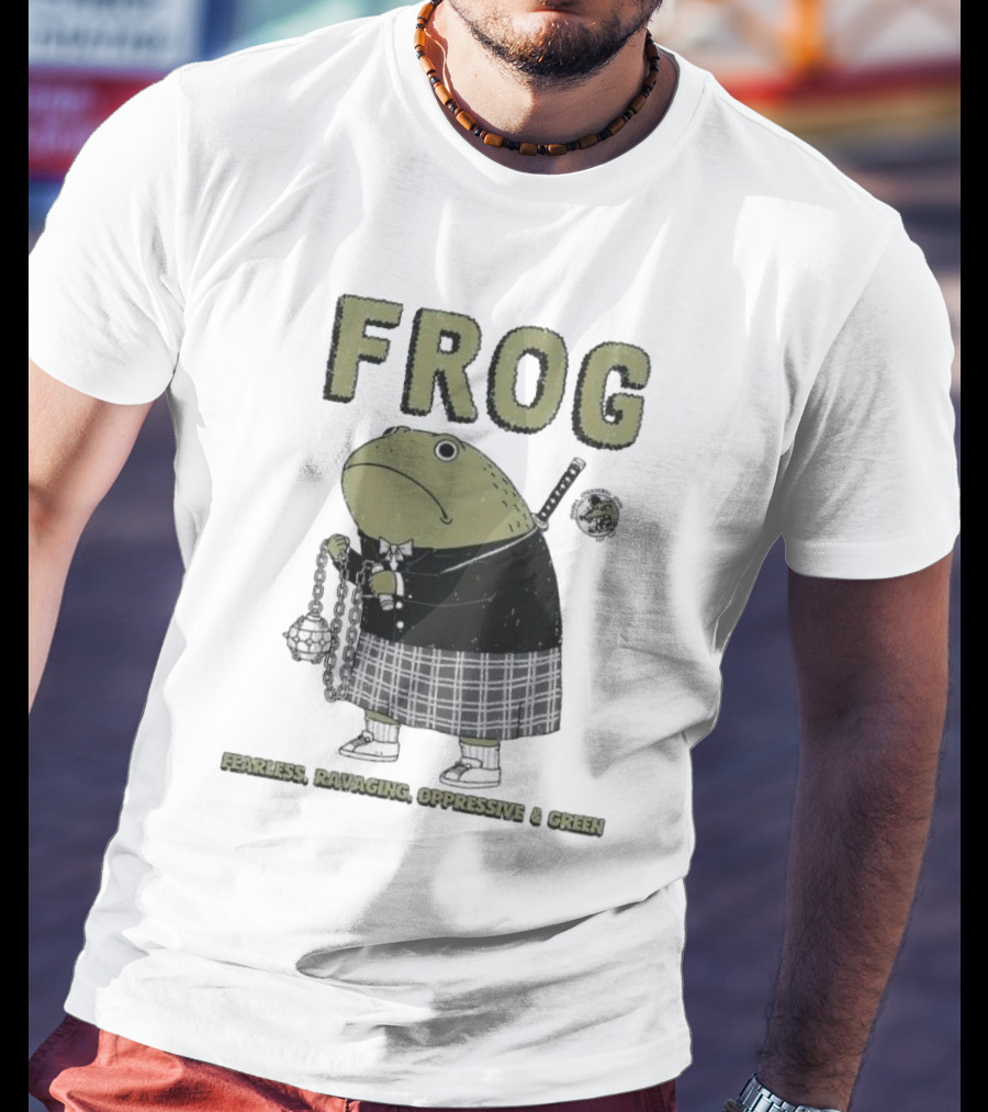 Frog Fearless Ravaging Oppressive And Green Plaid Outfit Chain Weapon T-Shirt