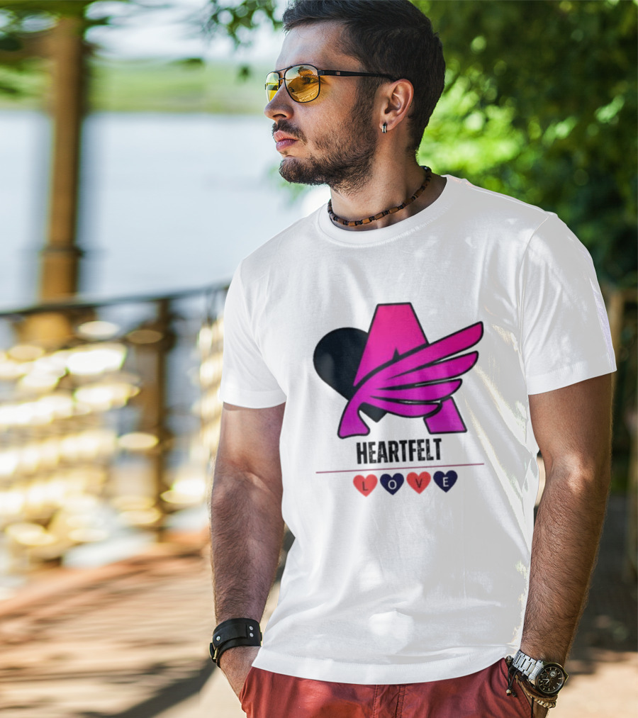 Heartfelt Love Pink Winged Heart T-Shirt