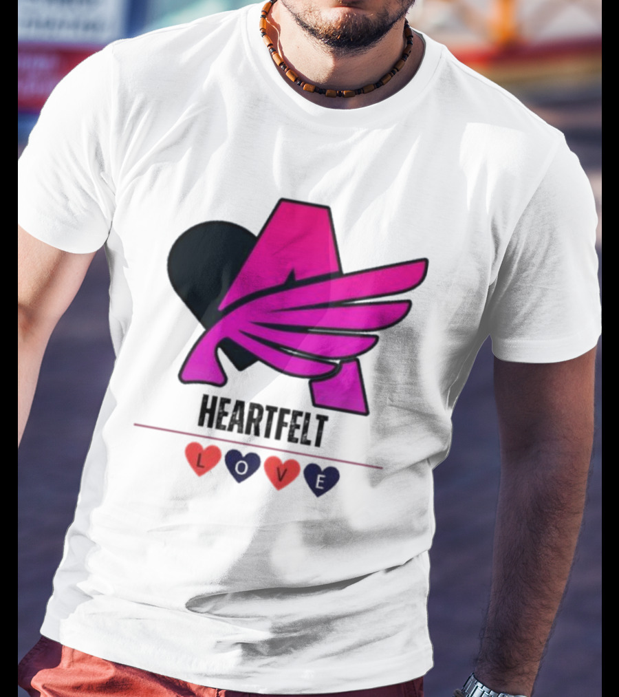 Heartfelt Love Pink Winged Heart T-Shirt