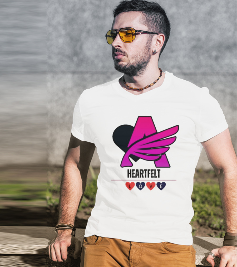 Heartfelt Love Pink Winged Heart T-Shirt