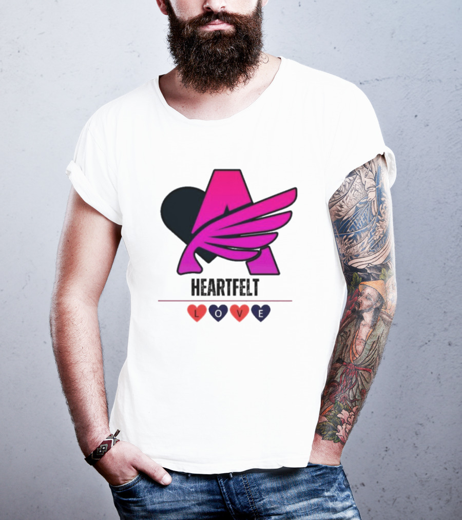 Heartfelt Love Pink Winged Heart T-Shirt