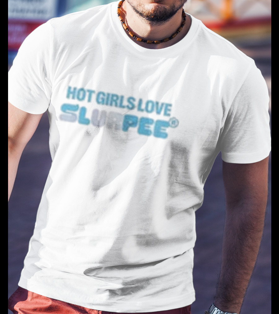 Hot Girls Love Slurpee® Refreshing Blue Text T-Shirt