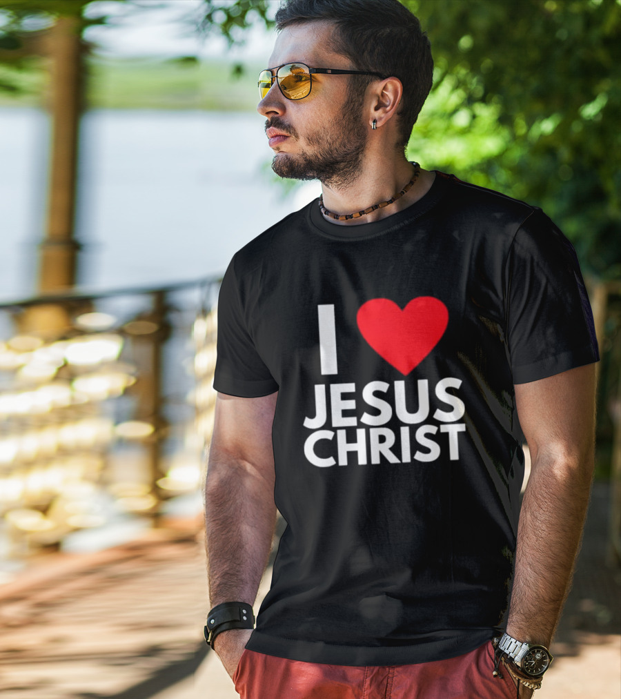 I Love Jesus Christ Christian Red Heart T-Shirt