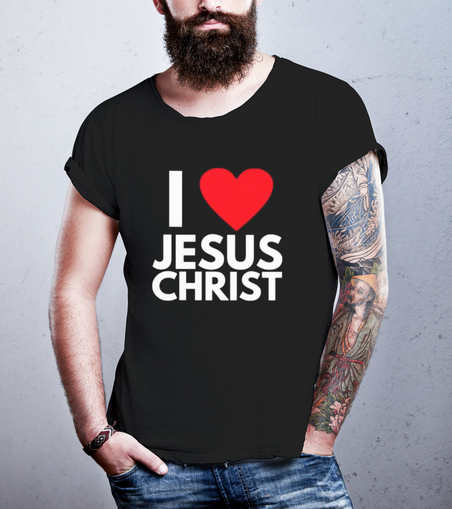 I Love Jesus Christ Christian Red Heart T-Shirt