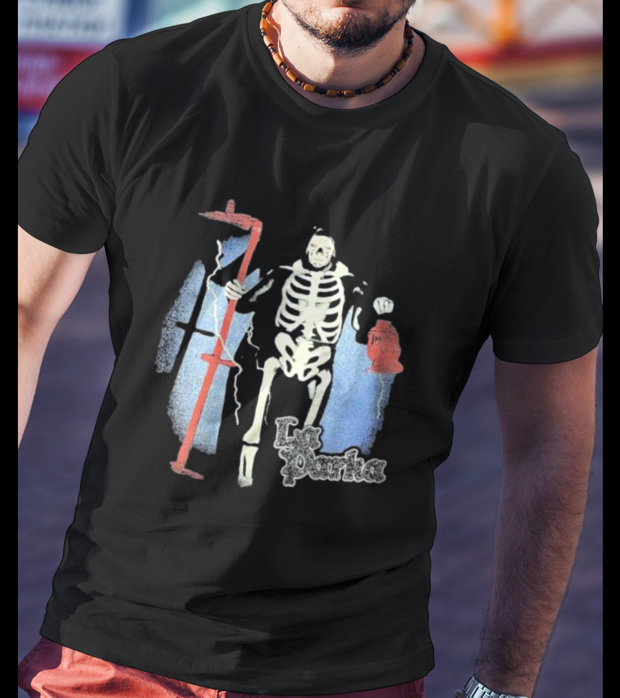 Lucha Box Mystery La Parka Skeleton With Scythe And Lantern T-Shirt