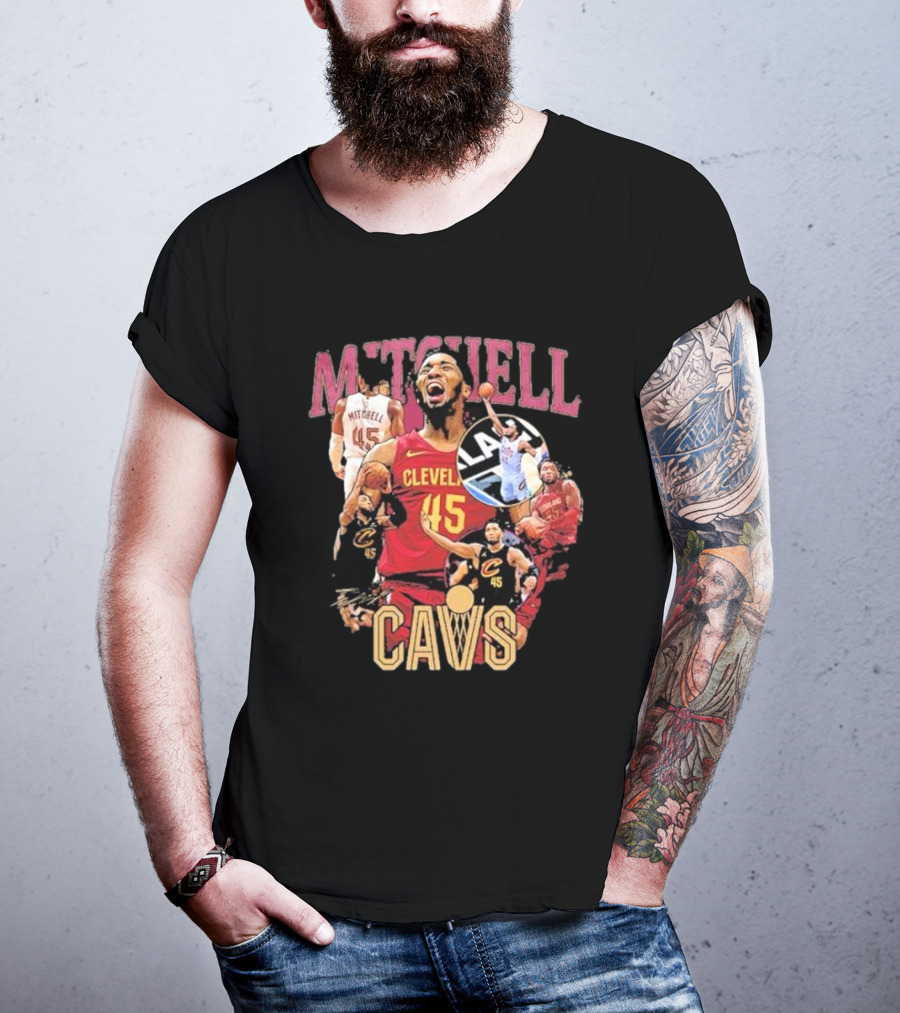 Mitchell Cleveland Cavs 45 Basketball Hype Signature T-Shirt