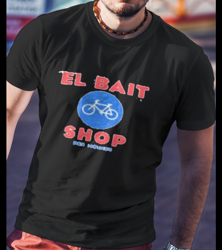 El Bait Bike Shop Des Moines With Blue Bicycle T-Shirt