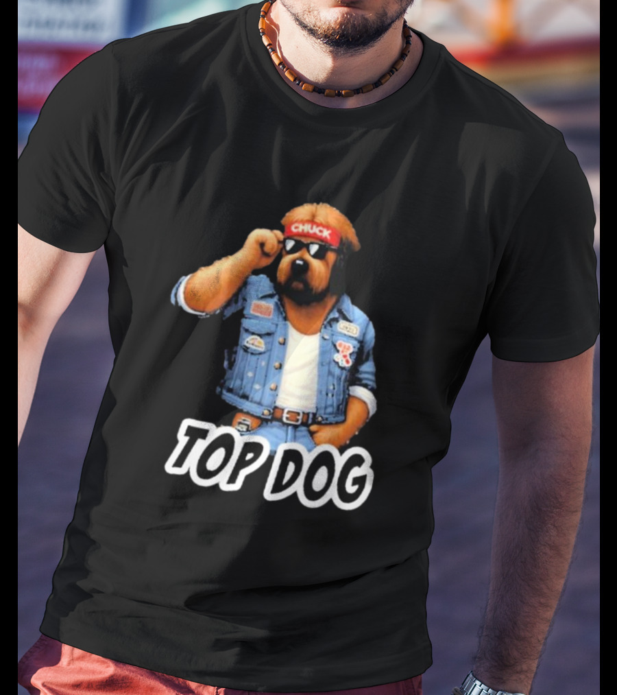 Chuckonbase Chuck Topdog Cool Denim Style Fashion Dog T-Shirt