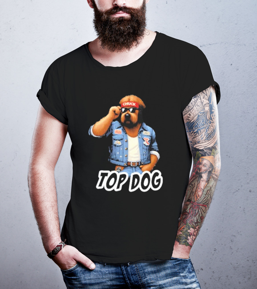 Chuckonbase Chuck Topdog Cool Denim Style Fashion Dog T-Shirt