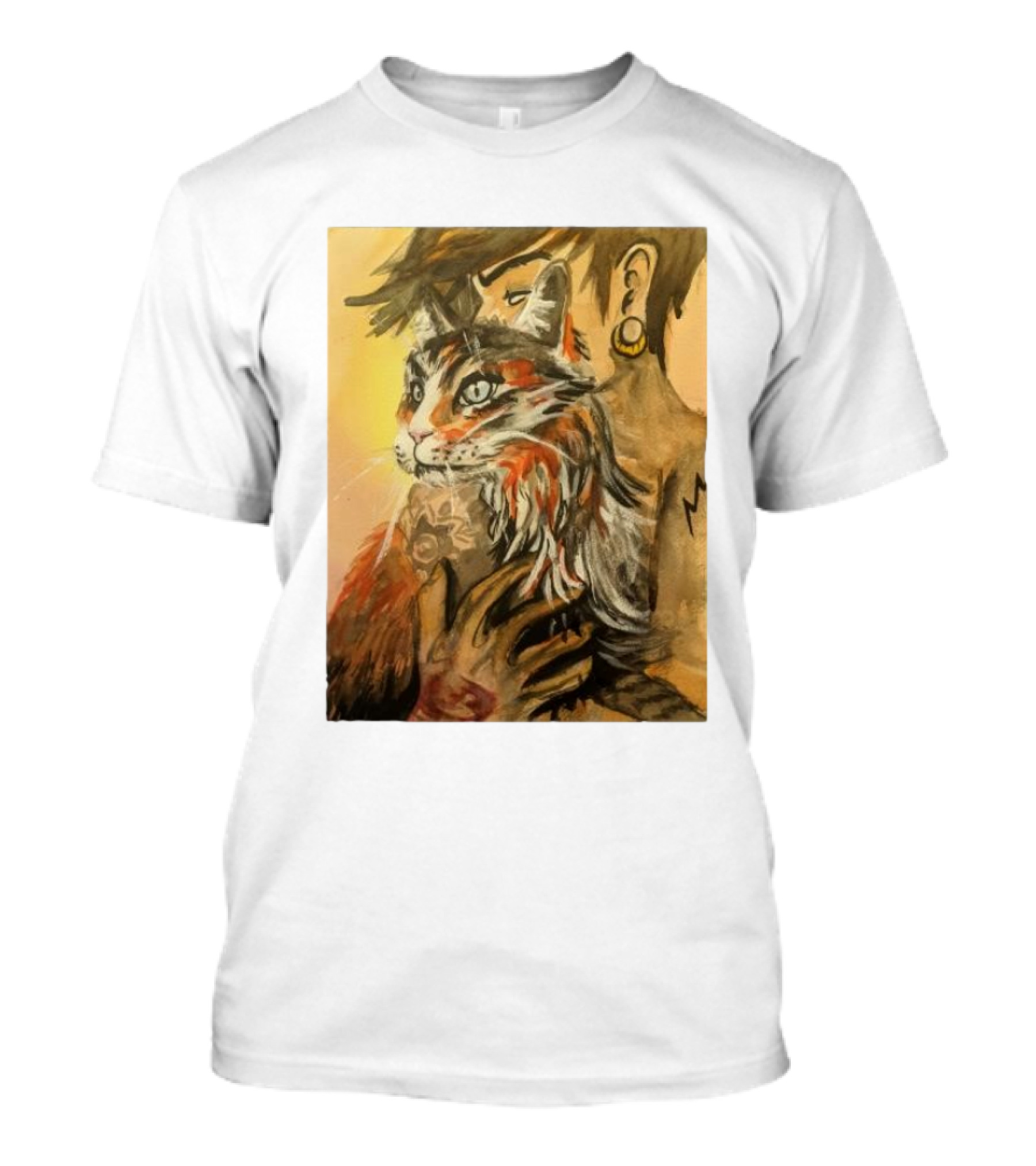 Companionship Megan Watkins Cat And Person With Tattoo And Ear Gauge T-Shirt