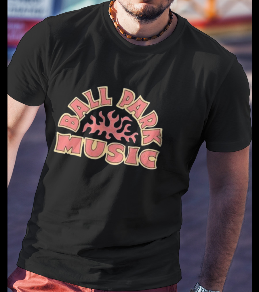 Ball Park Music Bold Retro Style Emblem With Flame Motif T-Shirt