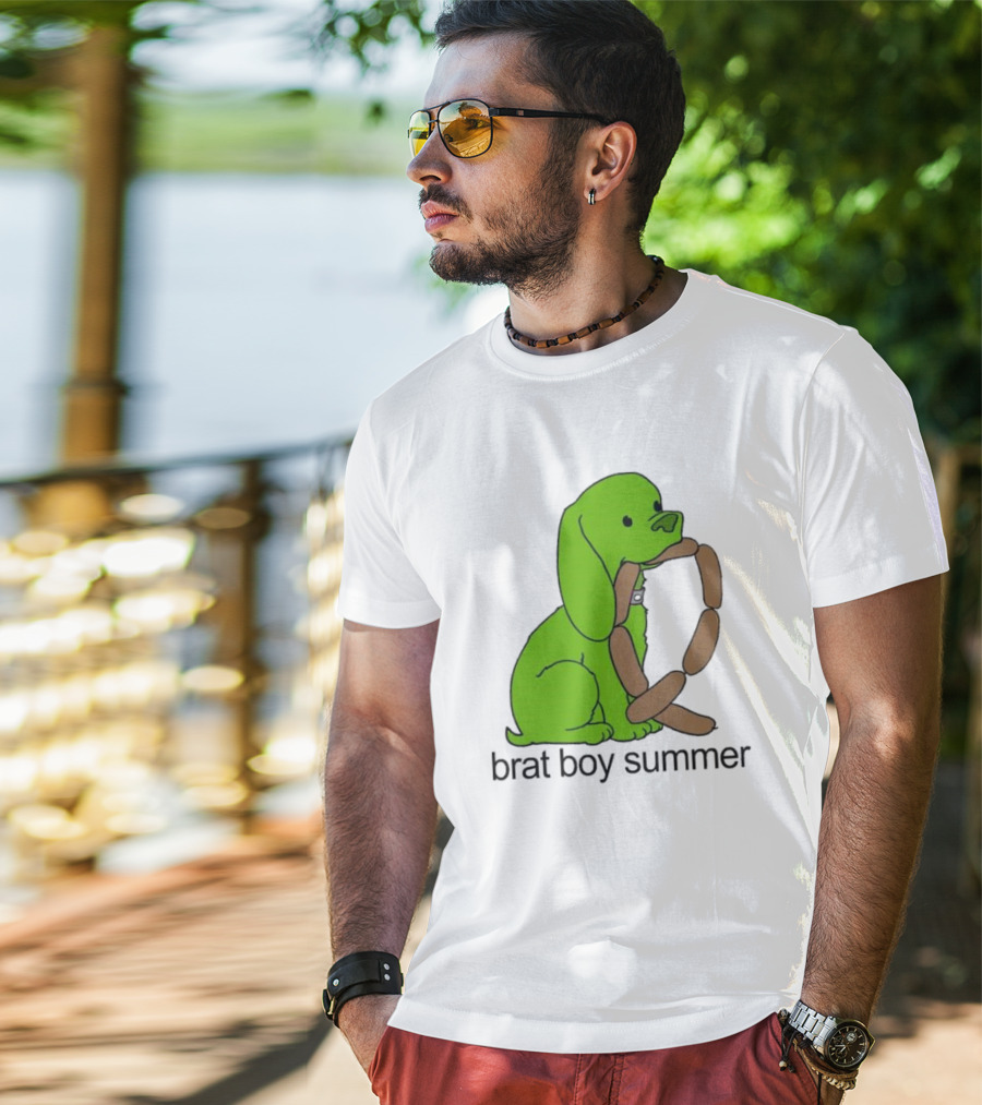 Brat Boy Summer Green Dog Sausage Chain T-Shirt