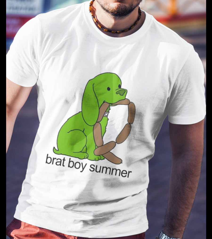 Brat Boy Summer Green Dog Sausage Chain T-Shirt