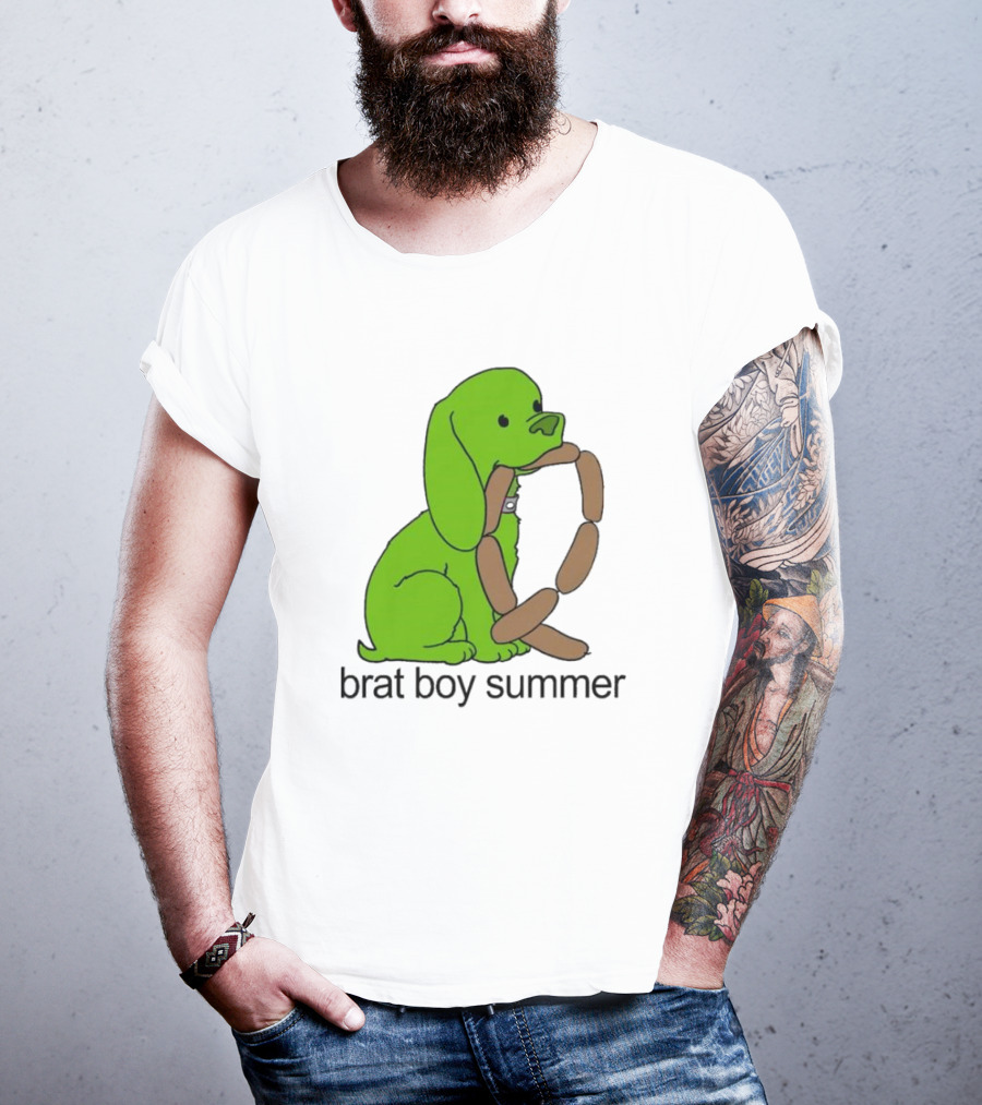 Brat Boy Summer Green Dog Sausage Chain T-Shirt
