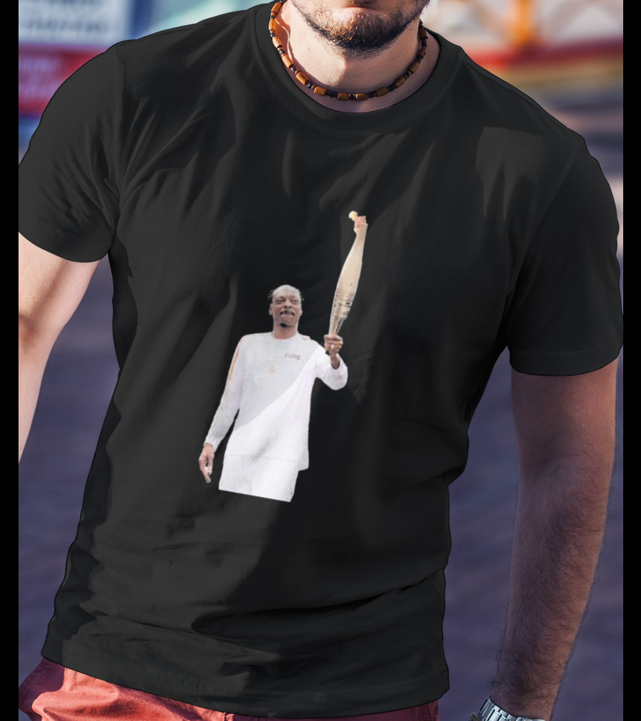 Snoop Dogg Carries Olympic Torch In Iconic White Attire T-Shirt