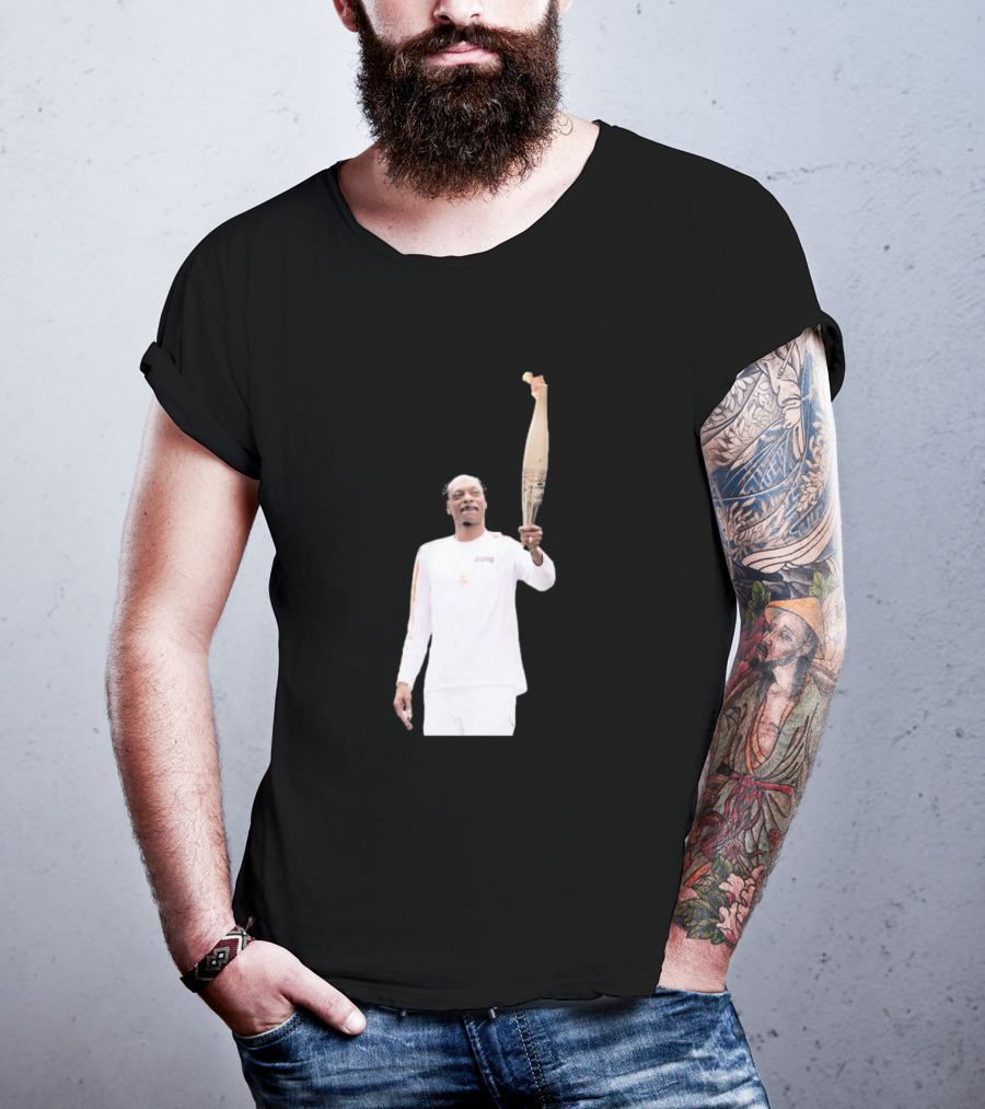 Snoop Dogg Carries Olympic Torch In Iconic White Attire T-Shirt