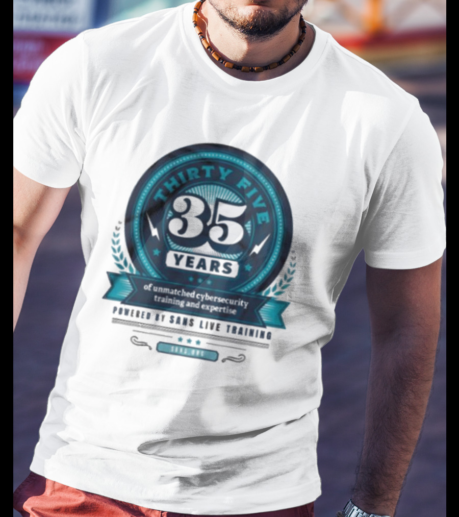 THIRTY FIVE 35 Years Of Unmatched Cybersecurity Training And Expertise Powered By SANS Live Training 100% OPC T-Shirt