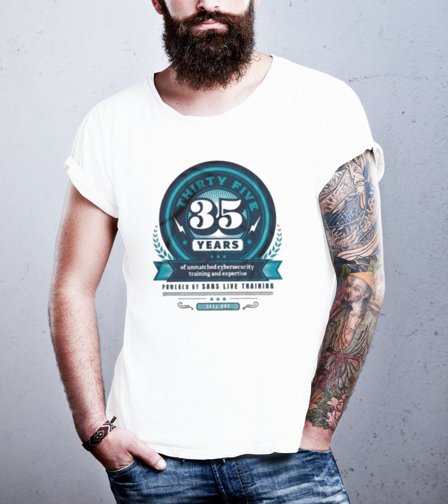 THIRTY FIVE 35 Years Of Unmatched Cybersecurity Training And Expertise Powered By SANS Live Training 100% OPC T-Shirt