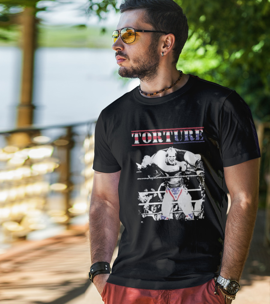 Torture Wrestling Sucks Collab Patriotic Wrestler Carrying Opponent T-Shirt