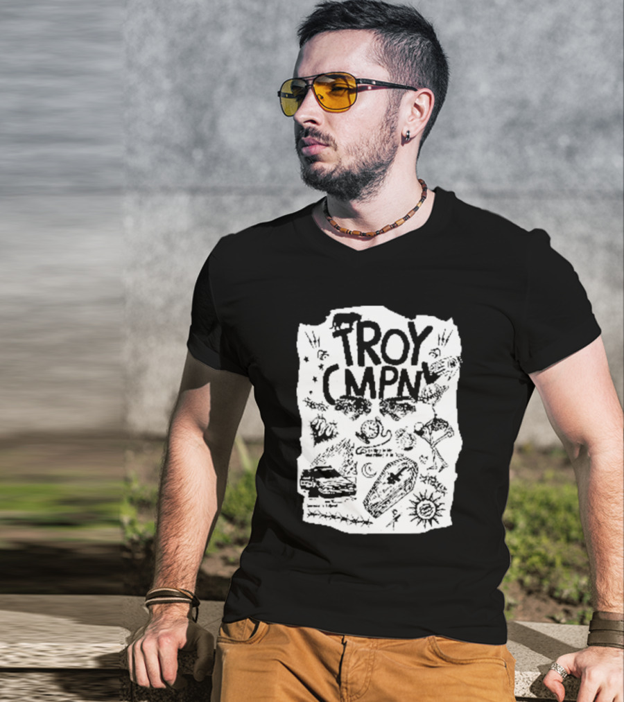 Troy CMPN Mineral Blue Death Can Come Anytime Ds 2447 Coffin Sun Stars Moon T-Shirt