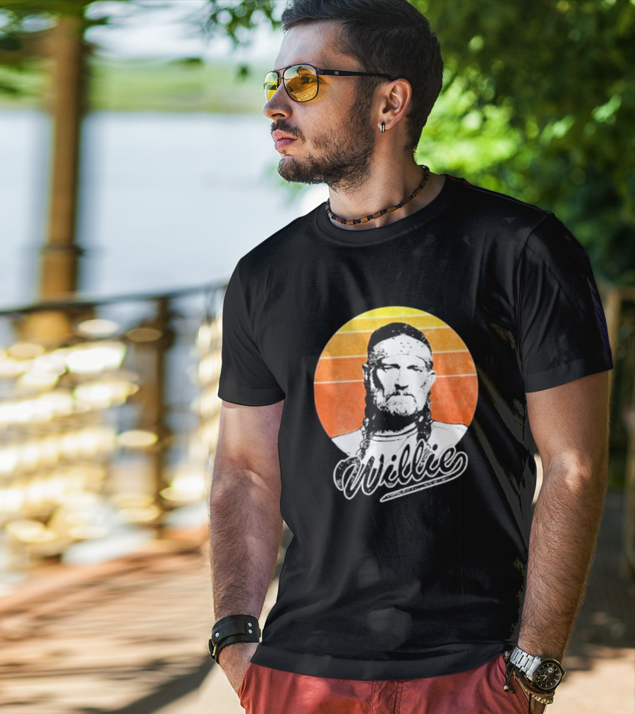 Willie Nelson Vintage Sunset Circle T-Shirt