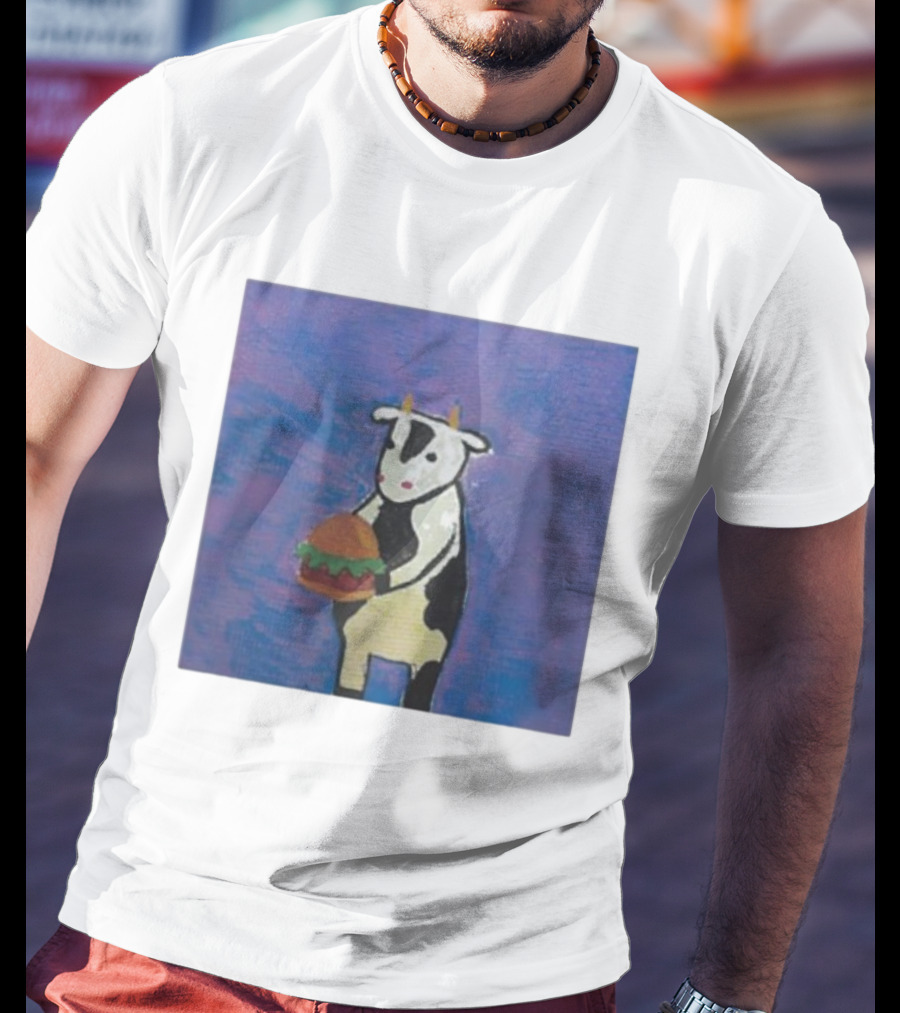Leanbeefpatty Cow Holding Burger Carnivorous Beef T-Shirt
