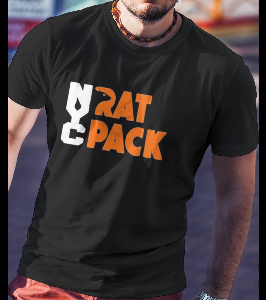 NYC Rat Pack Baseball Rat Typography T-Shirt