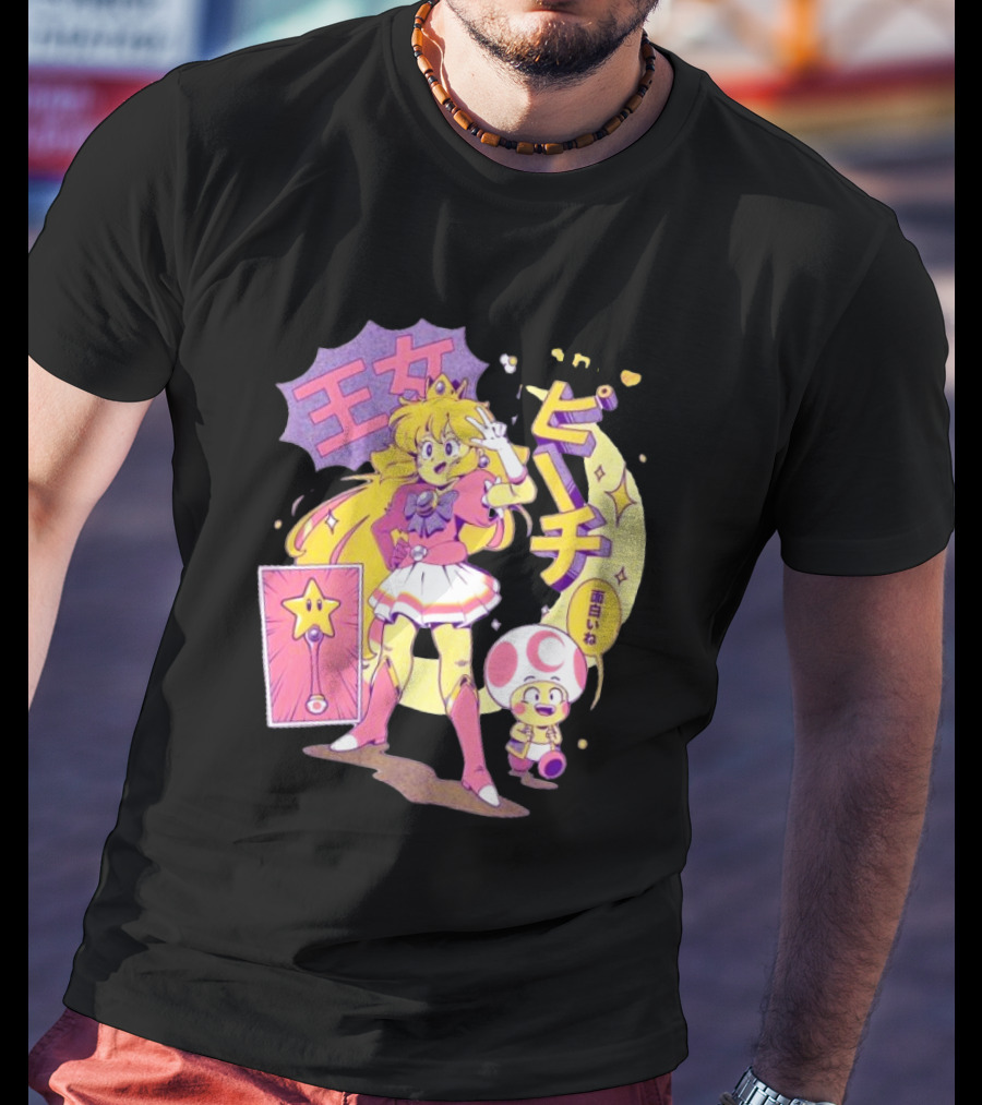 Sailor Moon Peach Toad Ilustrata Mario Princesses T-Shirt