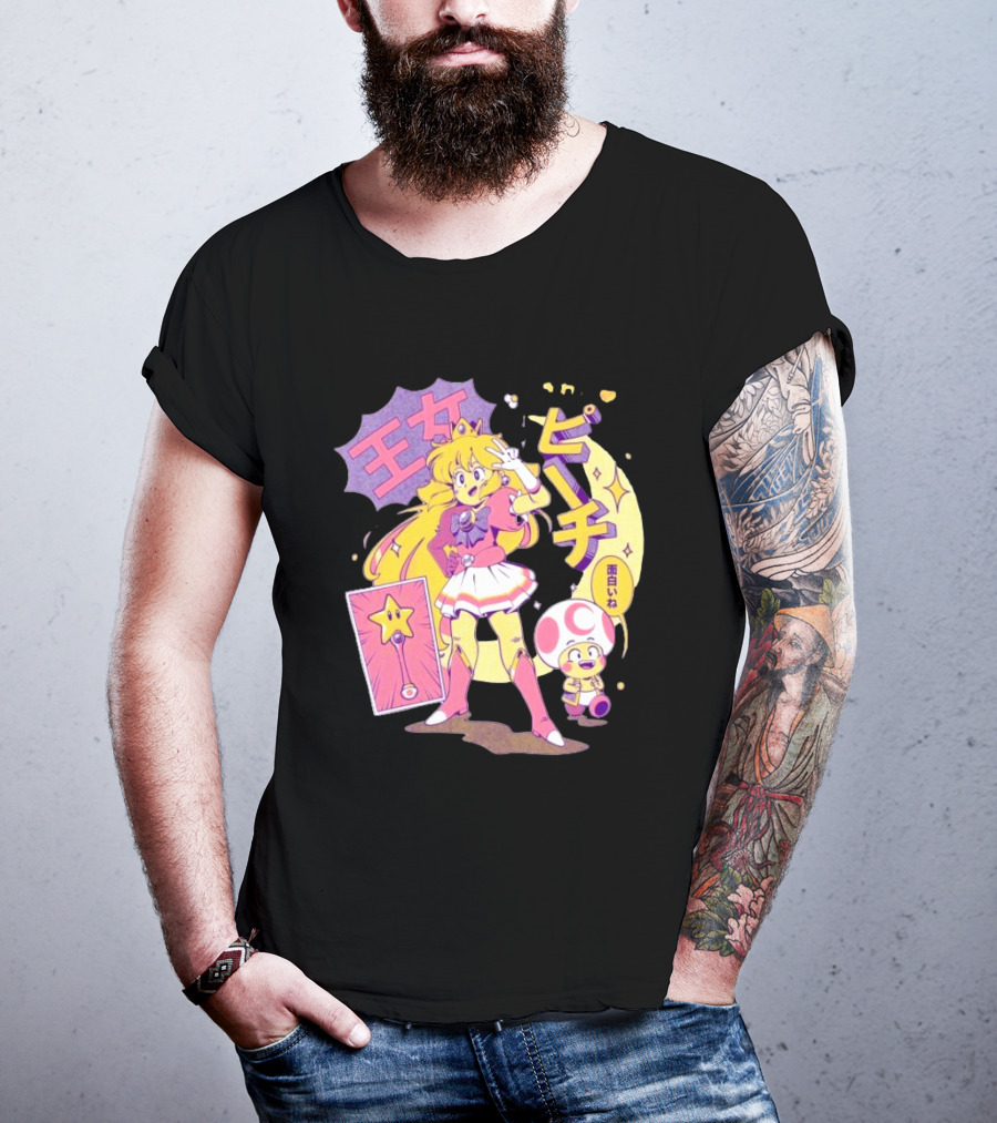 Sailor Moon Peach Toad Ilustrata Mario Princesses T-Shirt