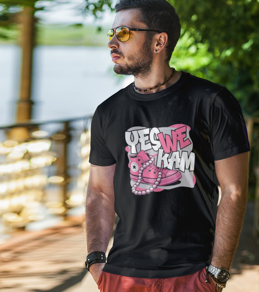 Yes We Kam Pink Boot Pearl Converse Sneaker T-Shirt