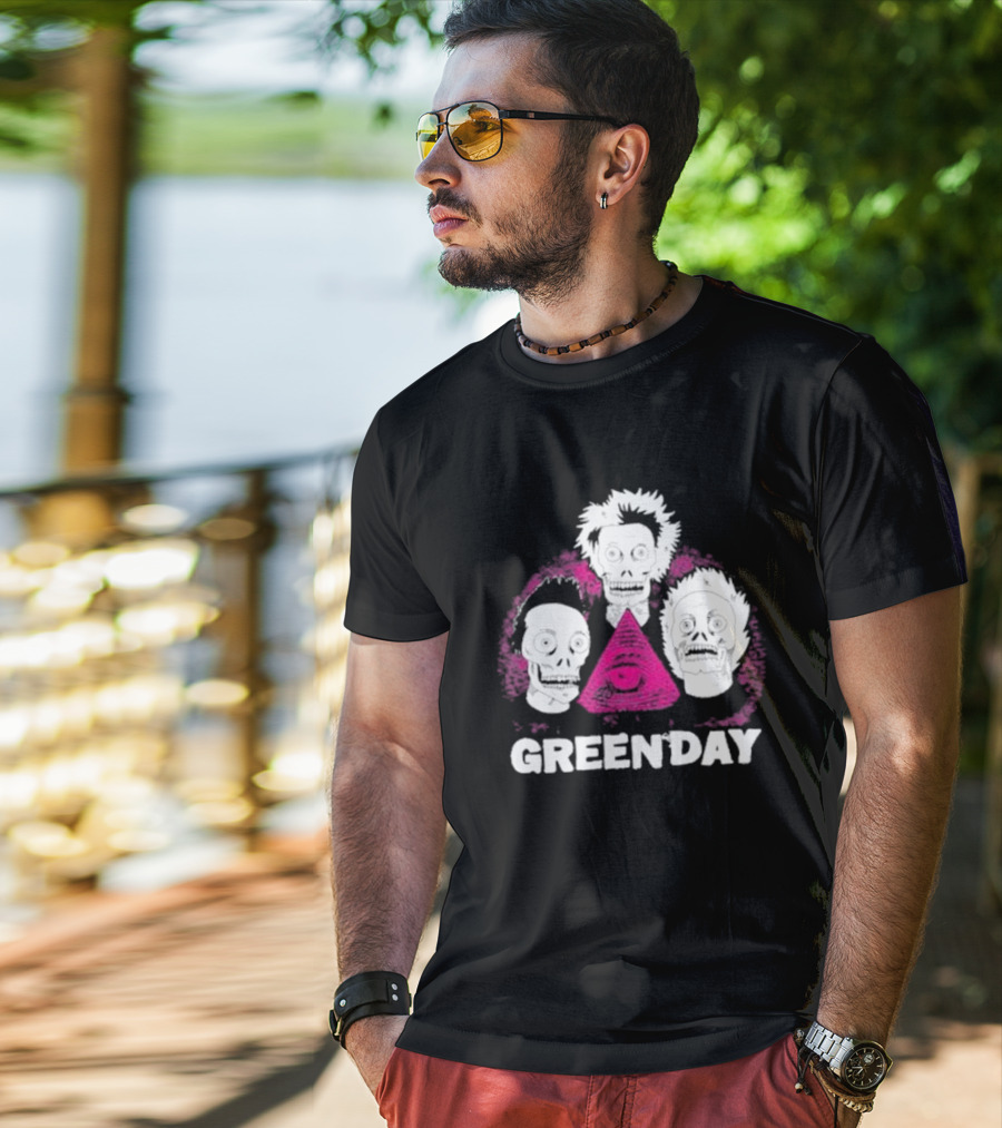 Green Day Skeletons Pink Eye Pyramid T-Shirt