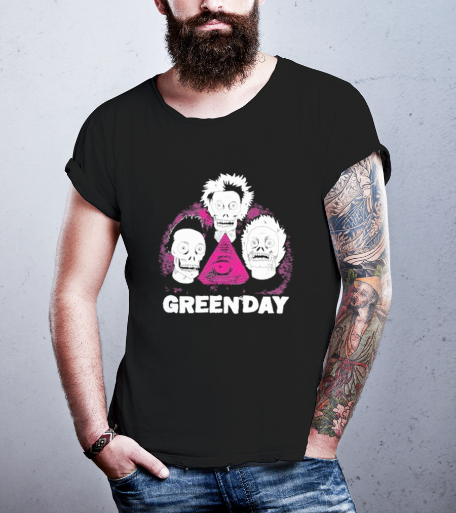 Green Day Skeletons Pink Eye Pyramid T-Shirt