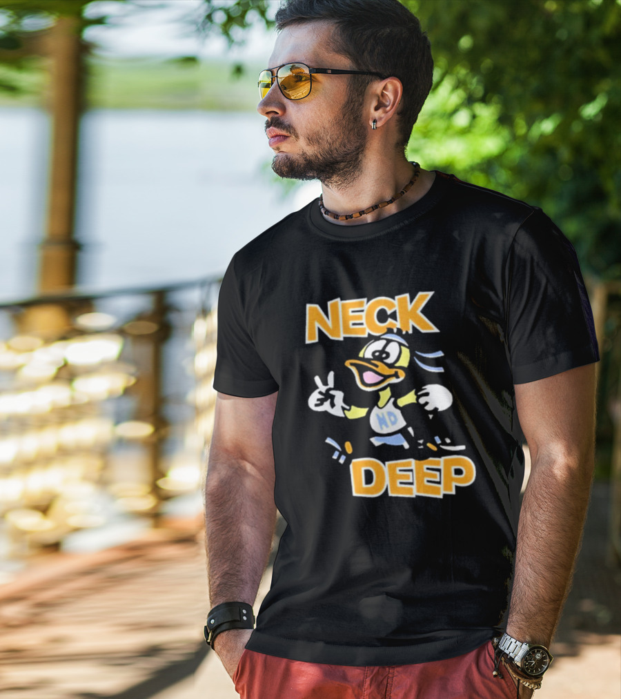 Neck Deep Duck ND Peace Sign Retro Basketball Style T-Shirt