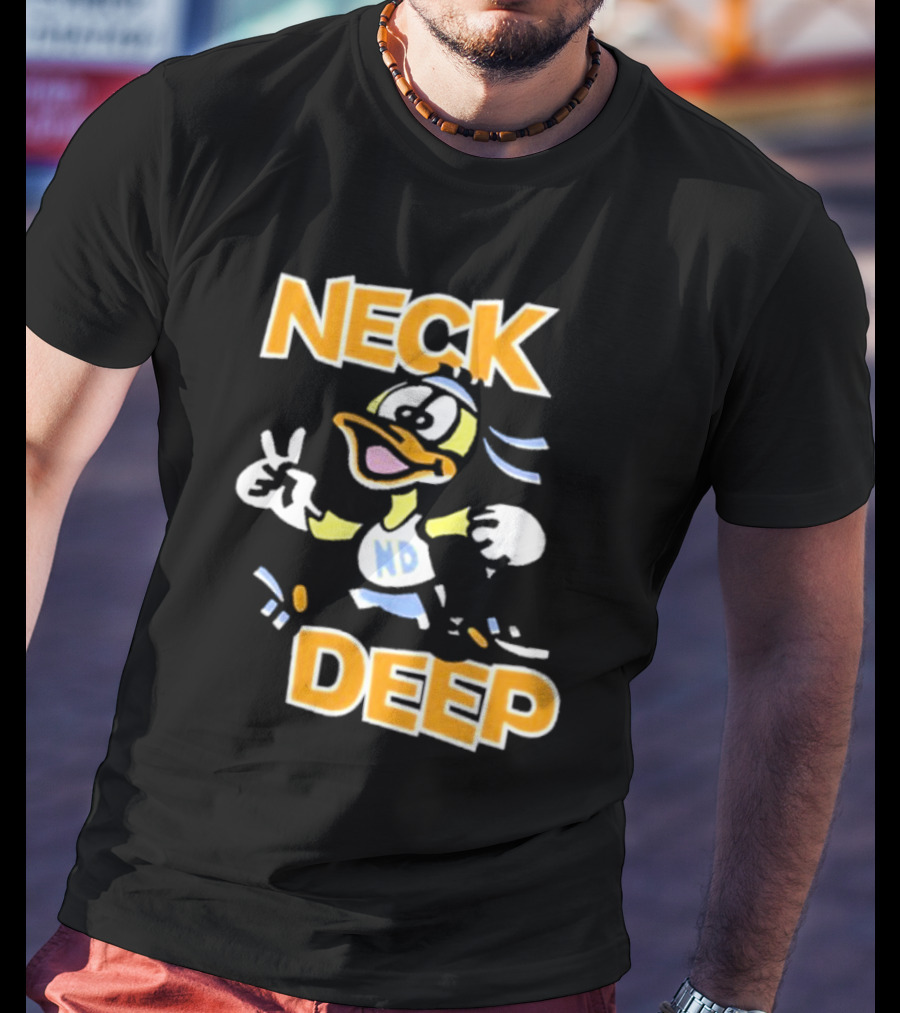 Neck Deep Duck ND Peace Sign Retro Basketball Style T-Shirt