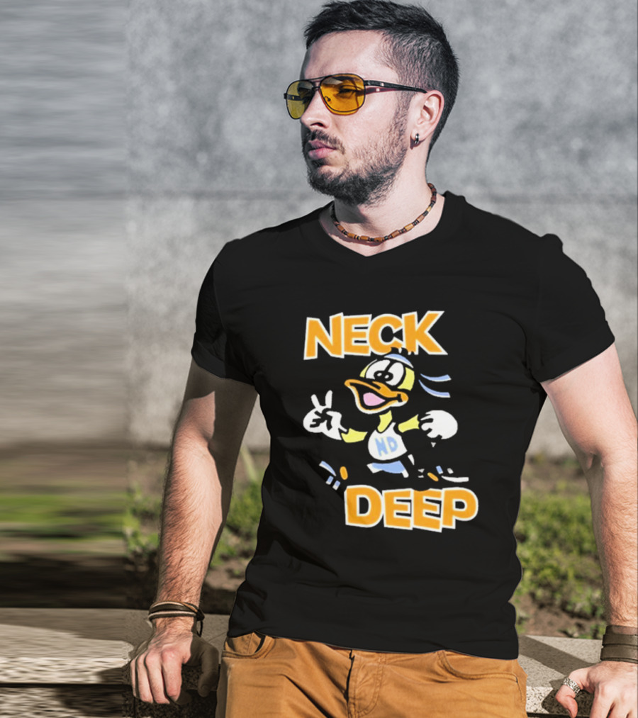 Neck Deep Duck ND Peace Sign Retro Basketball Style T-Shirt