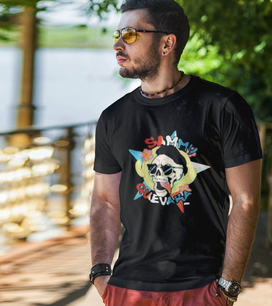 Sammy Guevara Skull With Sunglasses And Colorful Star T-Shirt