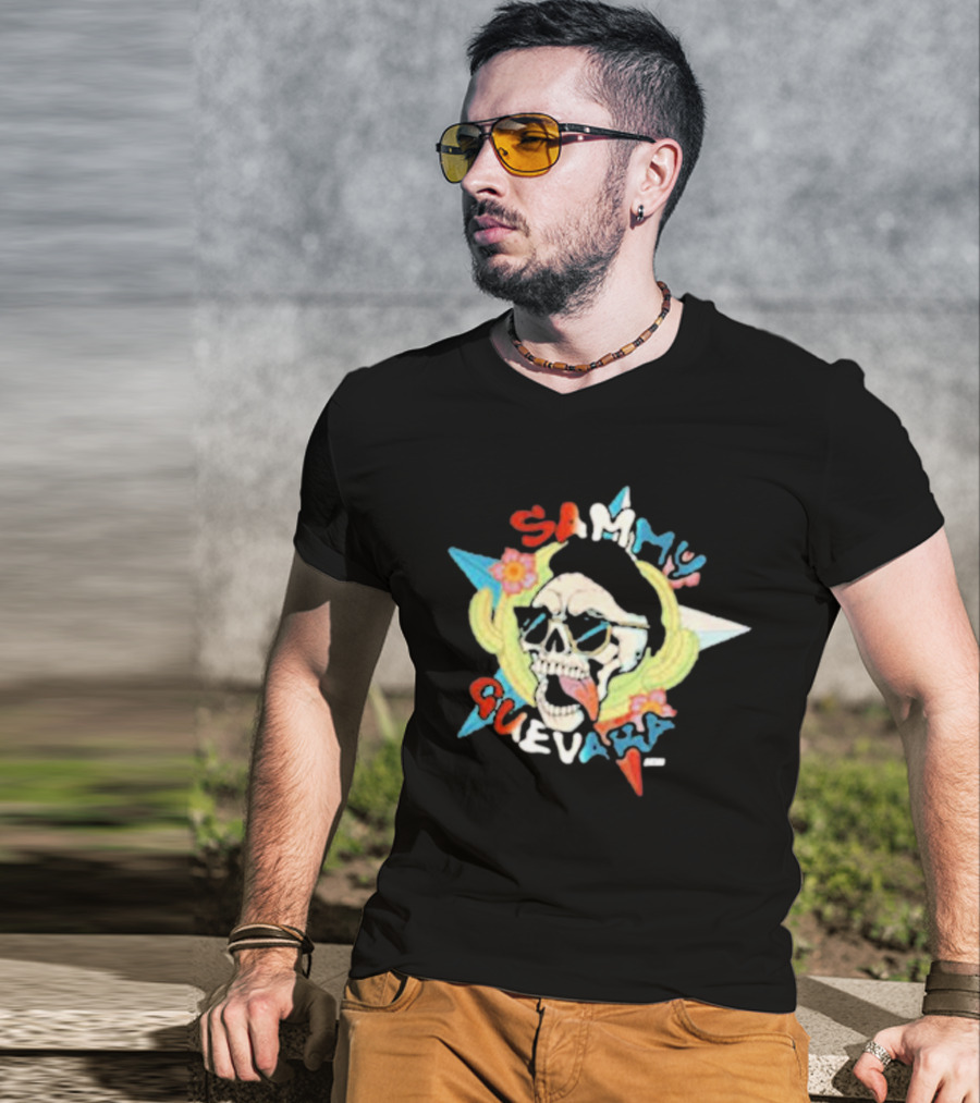 Sammy Guevara Skull With Sunglasses And Colorful Star T-Shirt