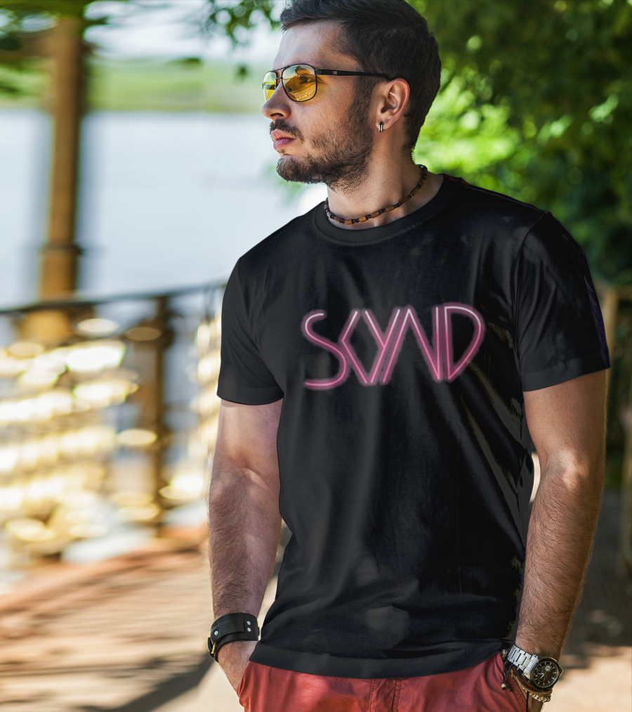 SKYND Neon Pink Logo Roses Are Red Violets Are Blue T-Shirt