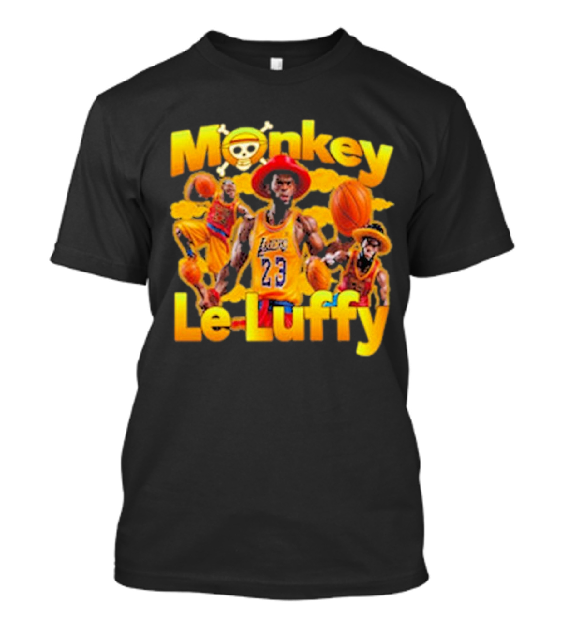 Monkey Le Luffy Lakers Basketball Crossbones Hat T-Shirt
