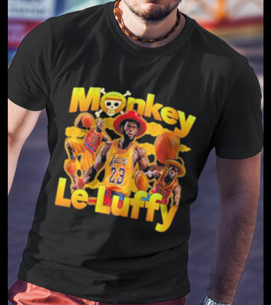 Monkey Le Luffy Lakers Basketball Crossbones Hat T-Shirt