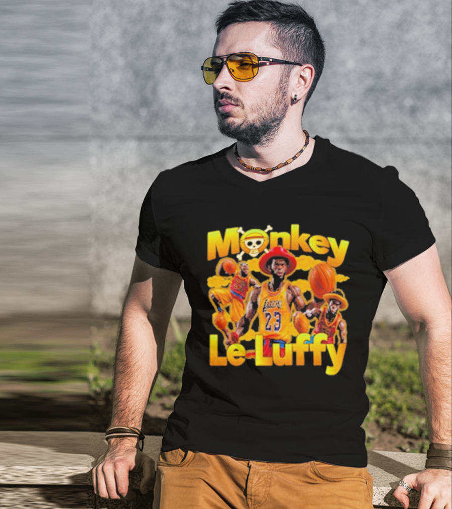 Monkey Le Luffy Lakers Basketball Crossbones Hat T-Shirt