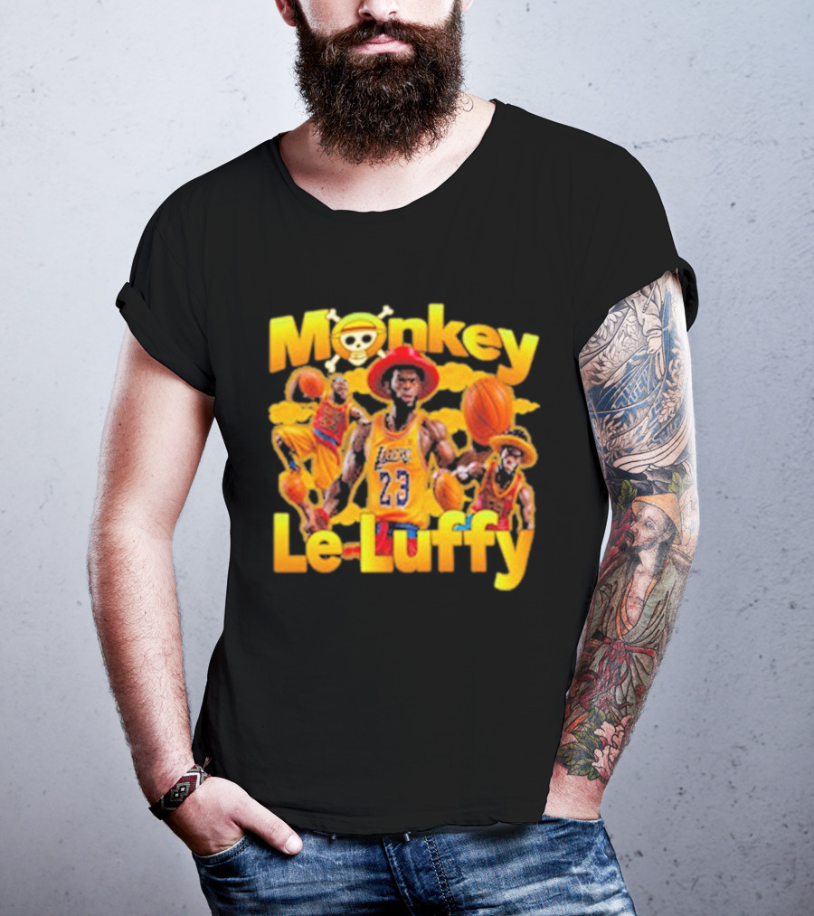 Monkey Le Luffy Lakers Basketball Crossbones Hat T-Shirt