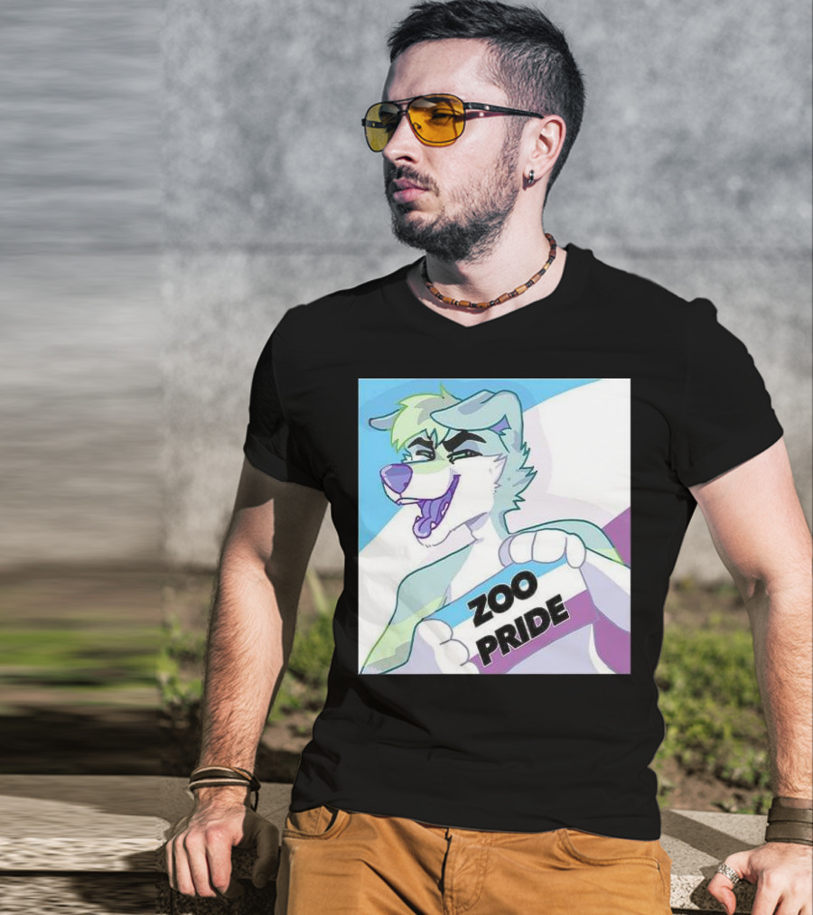 Zoo Pride Furry Character Holding Flag T-Shirt