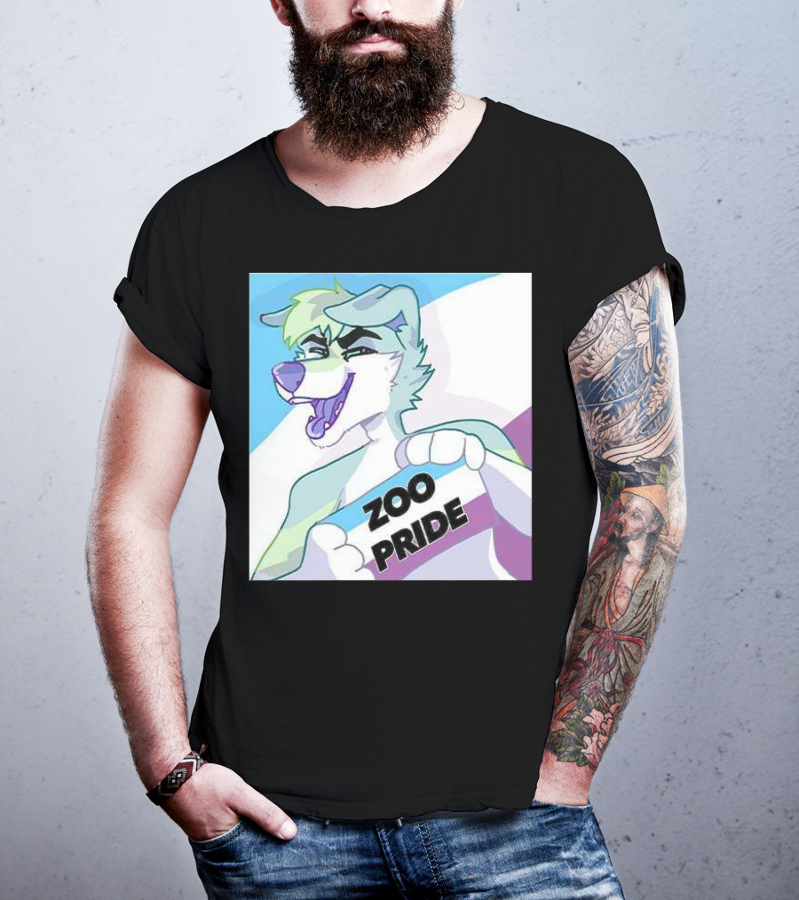 Zoo Pride Furry Character Holding Flag T-Shirt