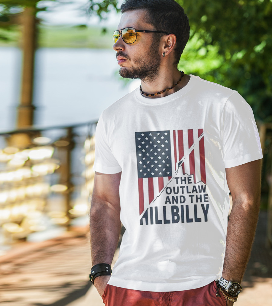 The Outlaw And The Hillbilly American Flag T-Shirt