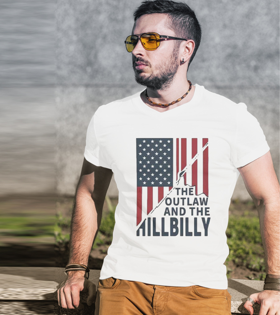 The Outlaw And The Hillbilly American Flag T-Shirt