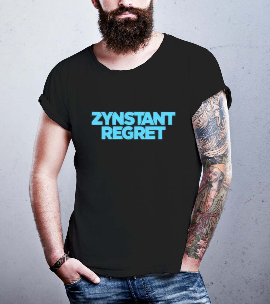 Zynstant Regret Bold Blue Typography T-Shirt