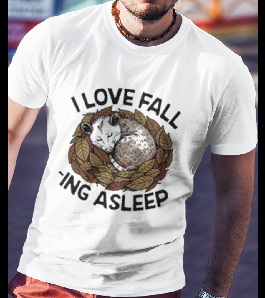 I Love Fall -ing Asleep Cozy Autumn Leaves Sheep T-Shirt