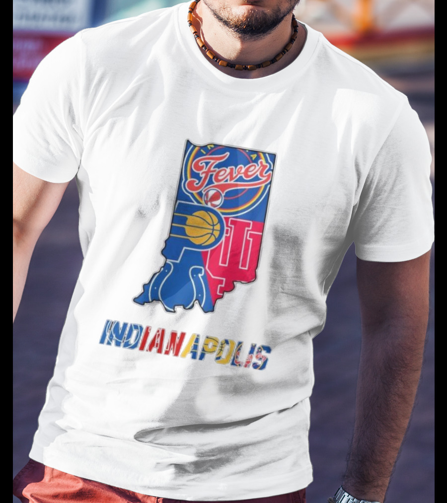 Indianapolis Fever Pacers IU Colts Map T-Shirt