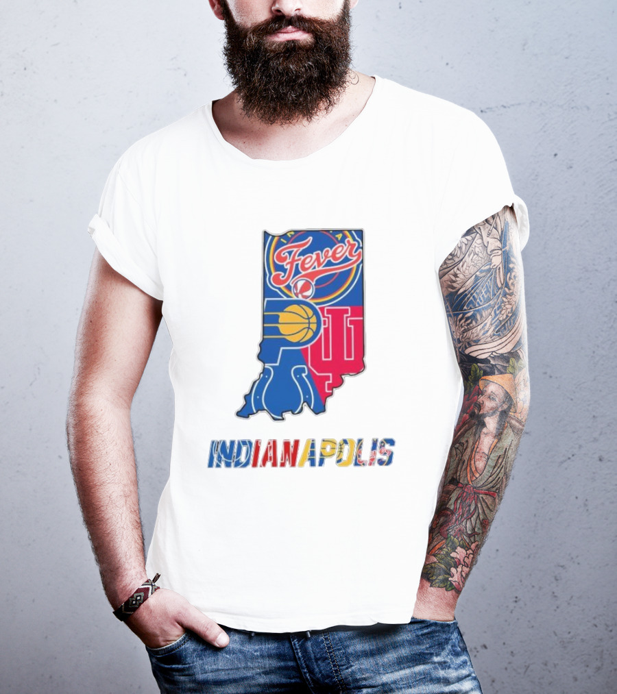 Indianapolis Fever Pacers IU Colts Map T-Shirt